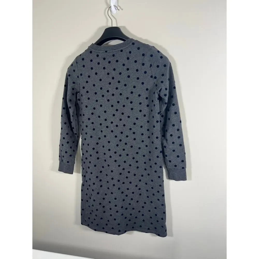 Boden Long Sleeve Grey Navy Polka Dot Dress 100% Cotton Size 4 Womens Small - Picture 9 of 10